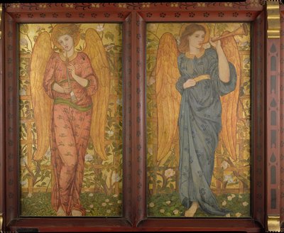 Angels with an oboe and a trumpet, 1861-62 by John Roddam Spencer Stanhope